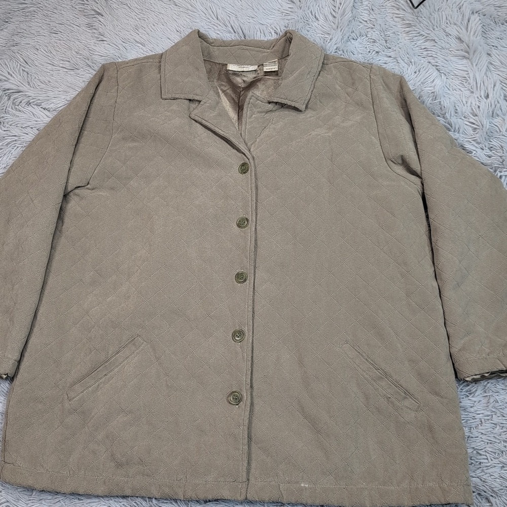 Lemon Grass Jacket Womens 3X Green Button Up Soft Quilted Pockets Comfort